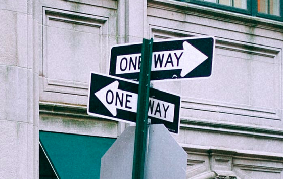 Street signs reading "One Way"